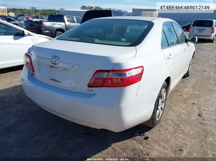 4T4BE46K48R012149 2008 Toyota Camry Le
