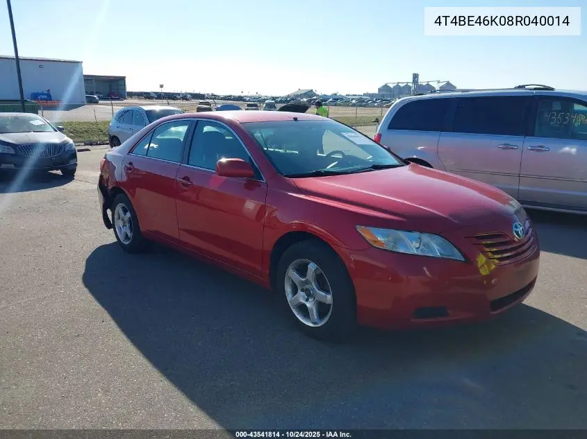 4T4BE46K08R040014 2008 Toyota Camry Le