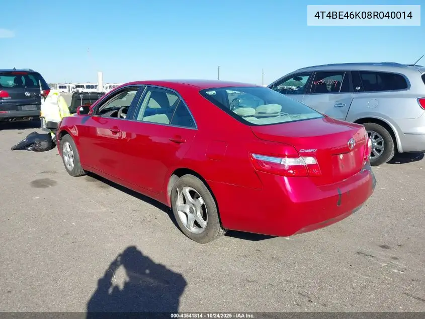 4T4BE46K08R040014 2008 Toyota Camry Le
