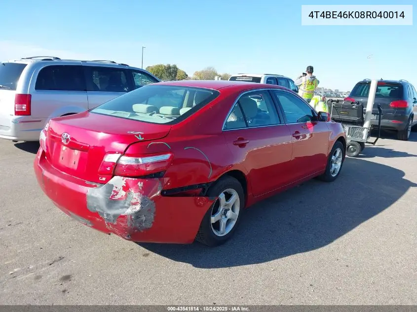 4T4BE46K08R040014 2008 Toyota Camry Le