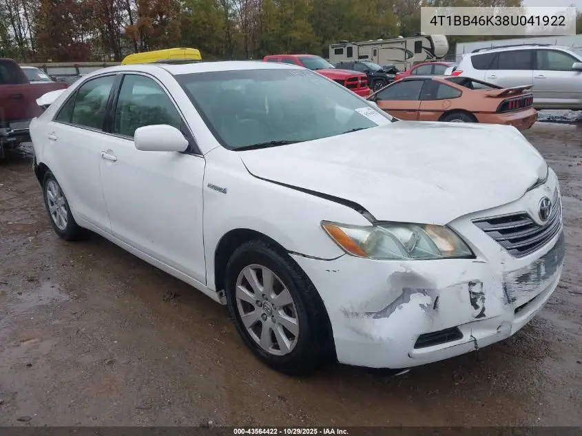 4T1BB46K38U041922 2008 Toyota Camry Hybrid