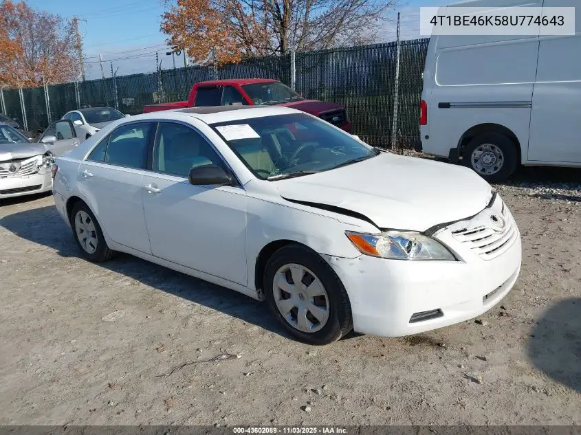 4T1BE46K58U774643 2008 Toyota Camry Le