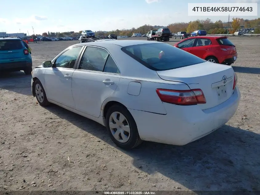 4T1BE46K58U774643 2008 Toyota Camry Le