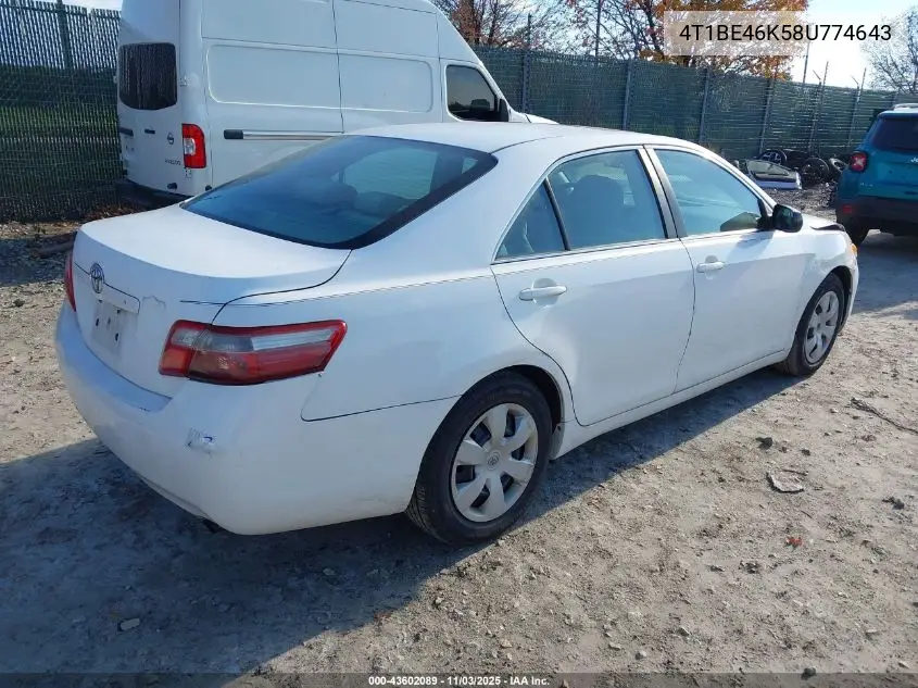 4T1BE46K58U774643 2008 Toyota Camry Le