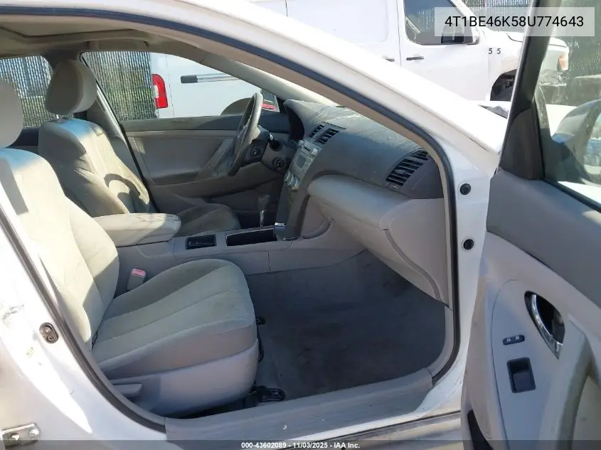 4T1BE46K58U774643 2008 Toyota Camry Le