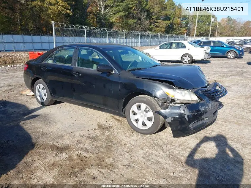 4T1BE46K38U215401 2008 Toyota Camry Le