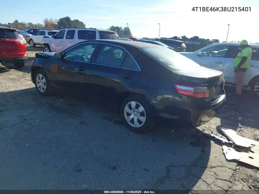 4T1BE46K38U215401 2008 Toyota Camry Le
