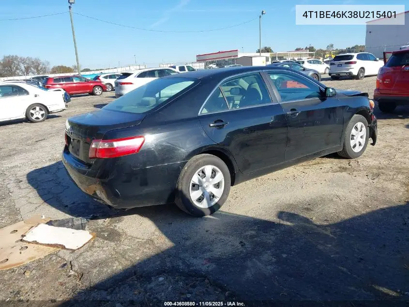 4T1BE46K38U215401 2008 Toyota Camry Le