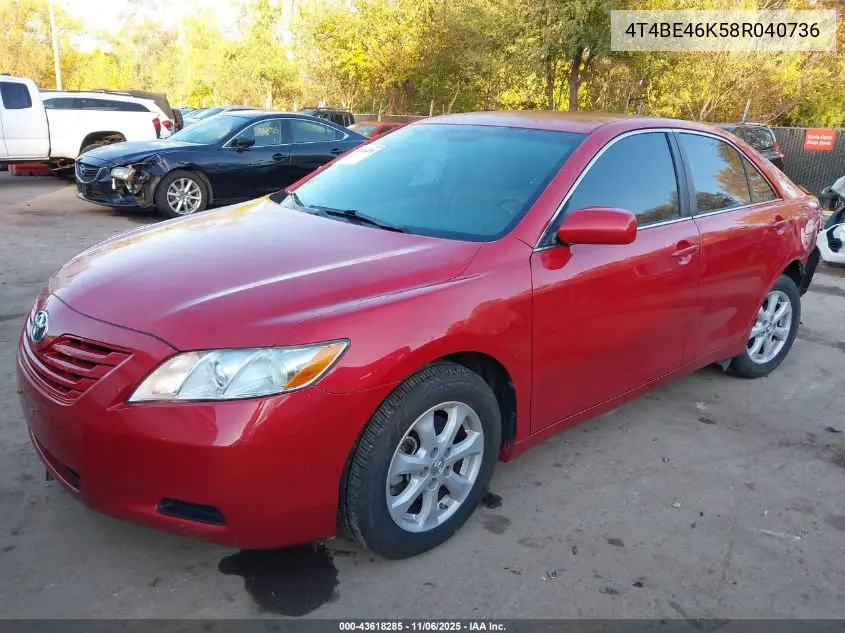 4T4BE46K58R040736 2008 Toyota Camry Le
