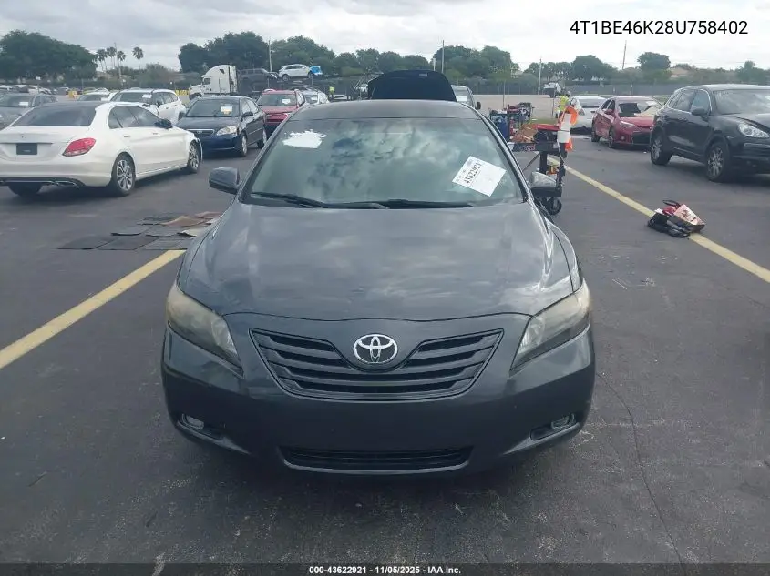 4T1BE46K28U758402 2008 Toyota Camry Le