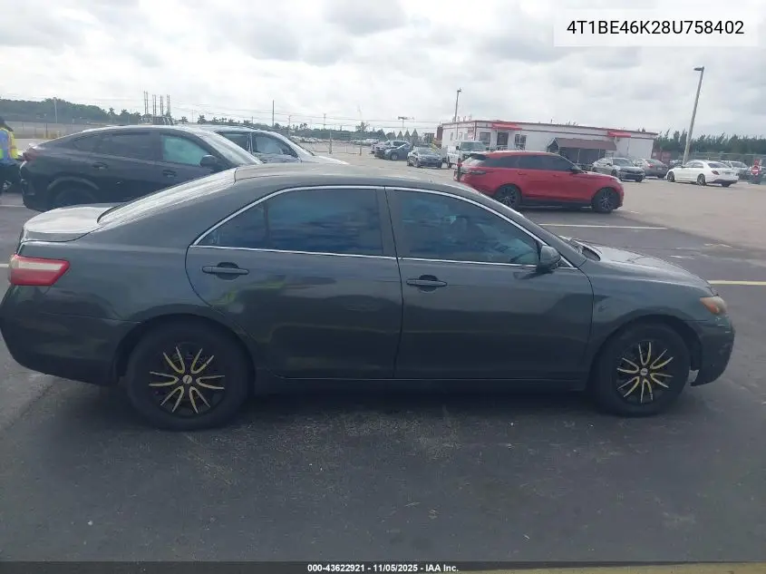 4T1BE46K28U758402 2008 Toyota Camry Le