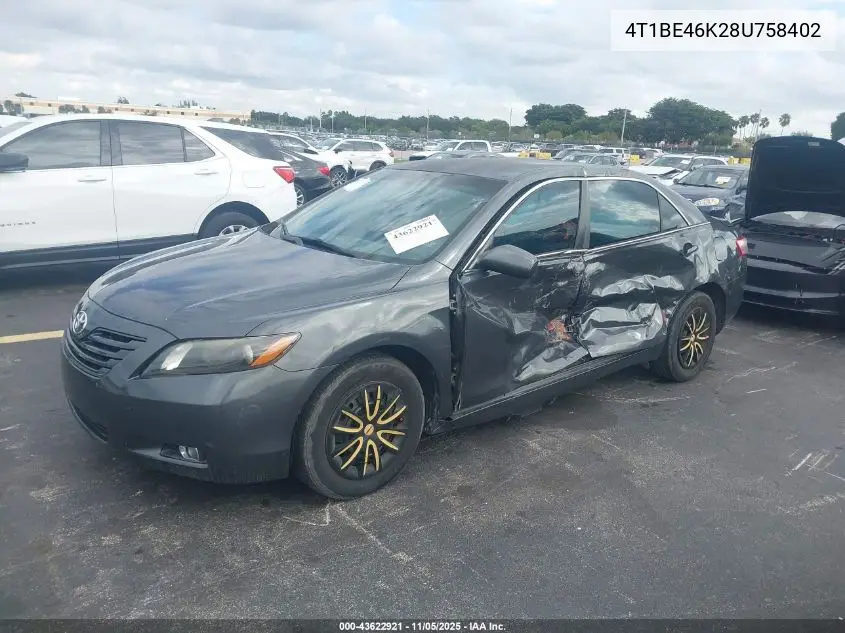 4T1BE46K28U758402 2008 Toyota Camry Le