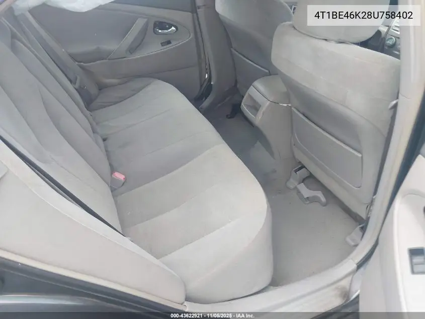 4T1BE46K28U758402 2008 Toyota Camry Le
