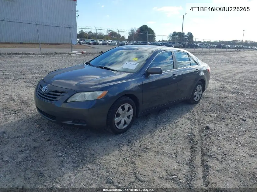 4T1BE46KX8U226265 2008 Toyota Camry Le
