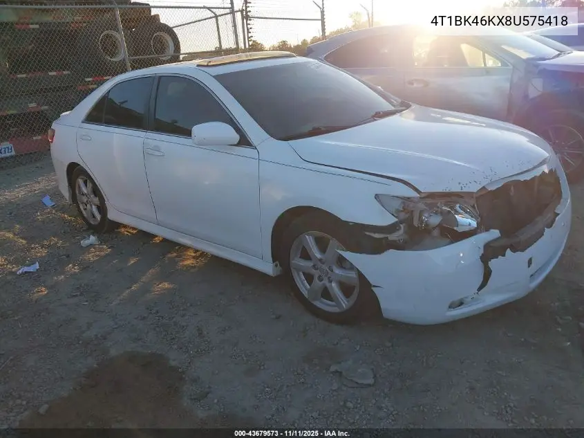 4T1BK46KX8U575418 2008 Toyota Camry Se V6