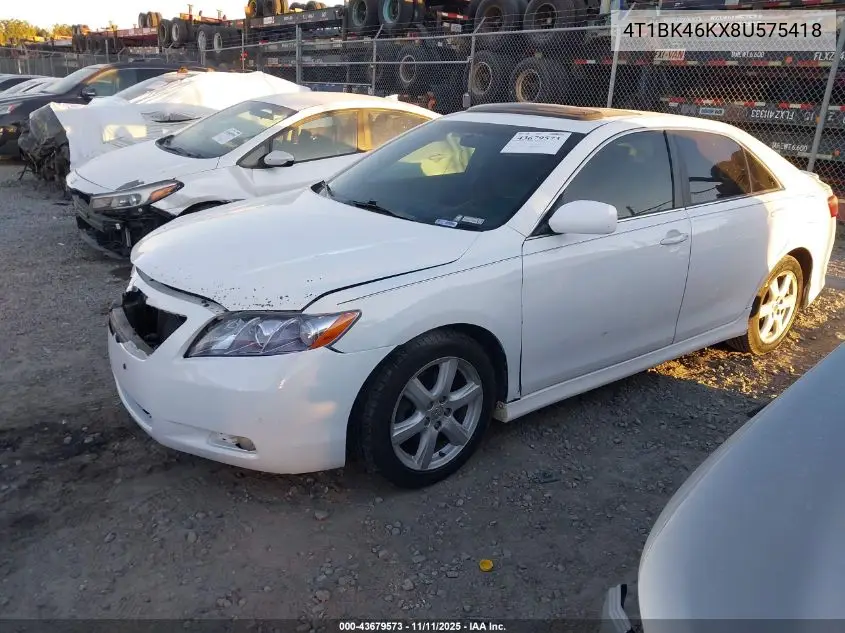 4T1BK46KX8U575418 2008 Toyota Camry Se V6