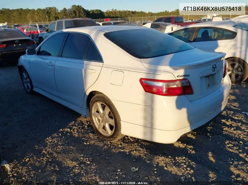 4T1BK46KX8U575418 2008 Toyota Camry Se V6