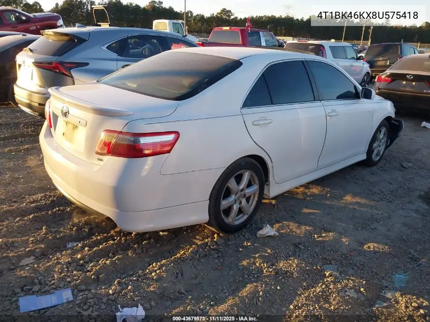 4T1BK46KX8U575418 2008 Toyota Camry Se V6
