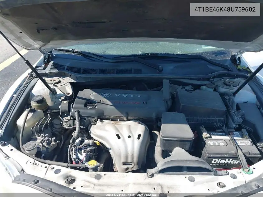 4T1BE46K48U759602 2008 Toyota Camry Le