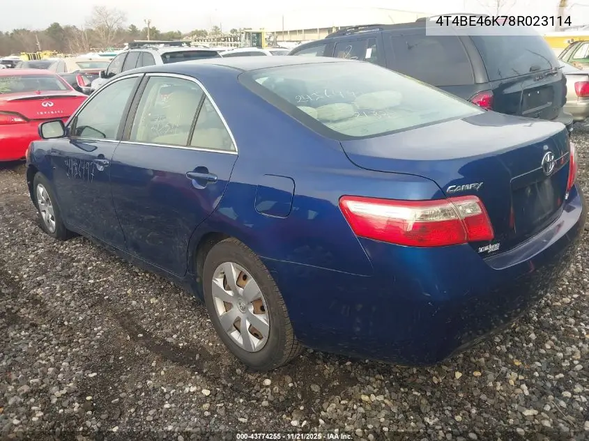 4T4BE46K78R023114 2008 Toyota Camry Le