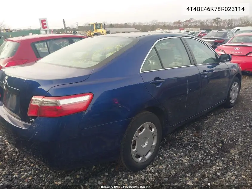 4T4BE46K78R023114 2008 Toyota Camry Le