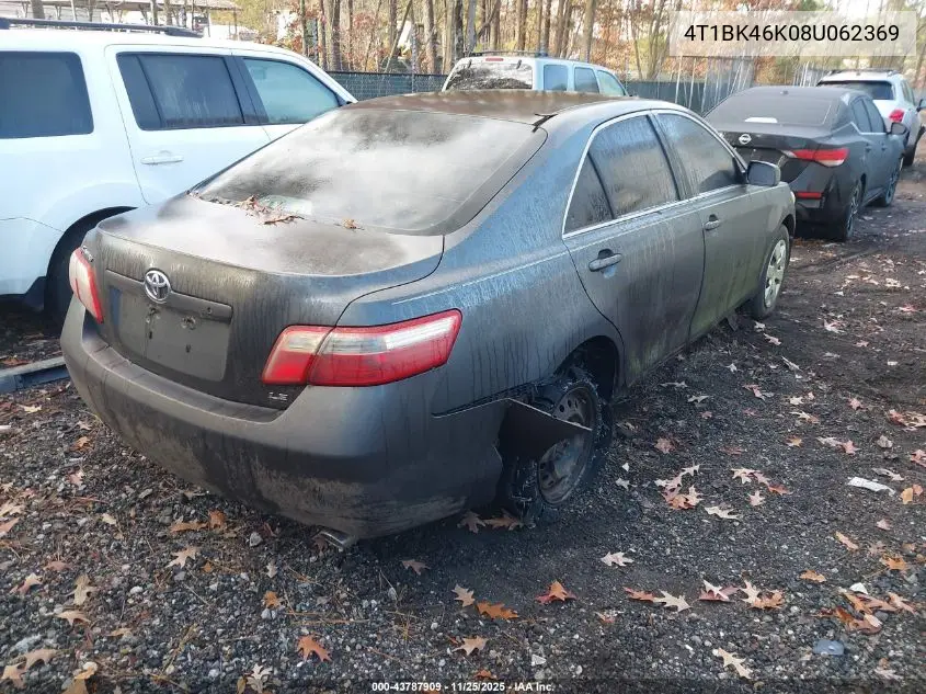 4T1BK46K08U062369 2008 Toyota Camry Le V6