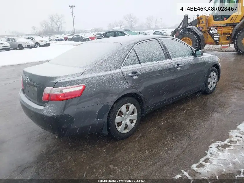 4T4BE46KX8R028467 2008 Toyota Camry Le
