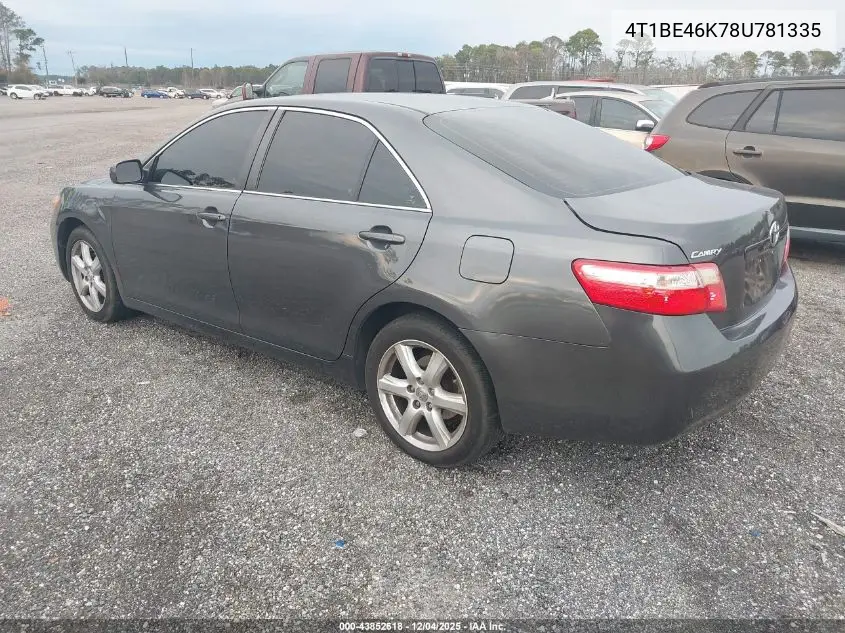 4T1BE46K78U781335 2008 Toyota Camry Le