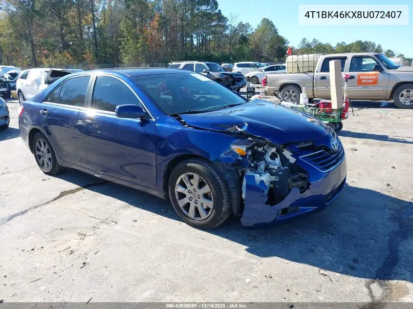 4T1BK46KX8U072407 2008 Toyota Camry Xle V6
