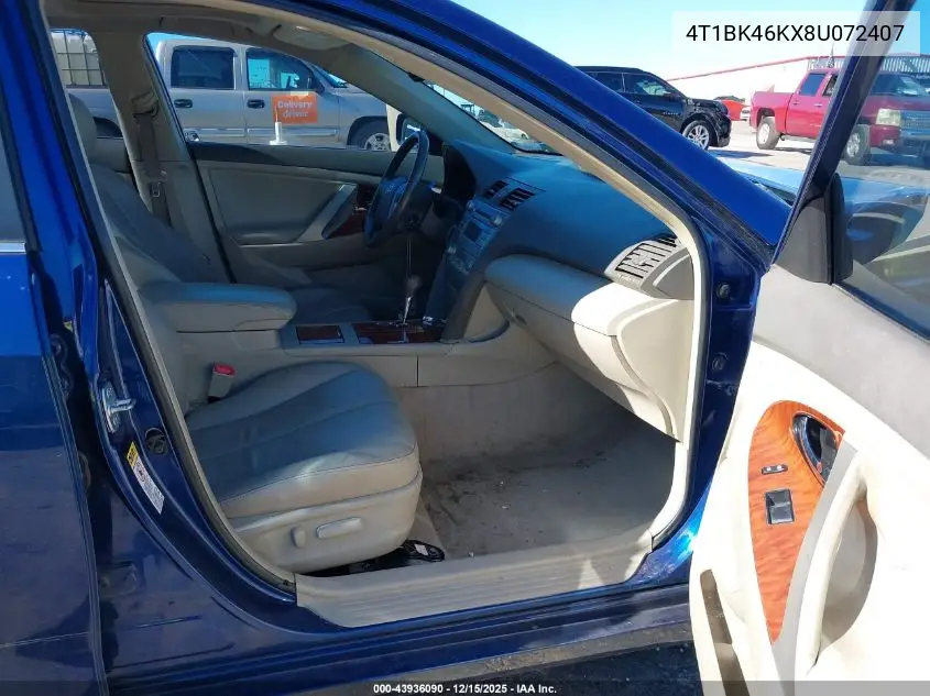 4T1BK46KX8U072407 2008 Toyota Camry Xle V6