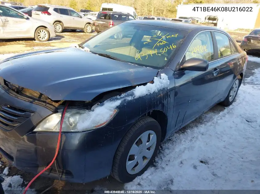 4T1BE46K08U216022 2008 Toyota Camry Le