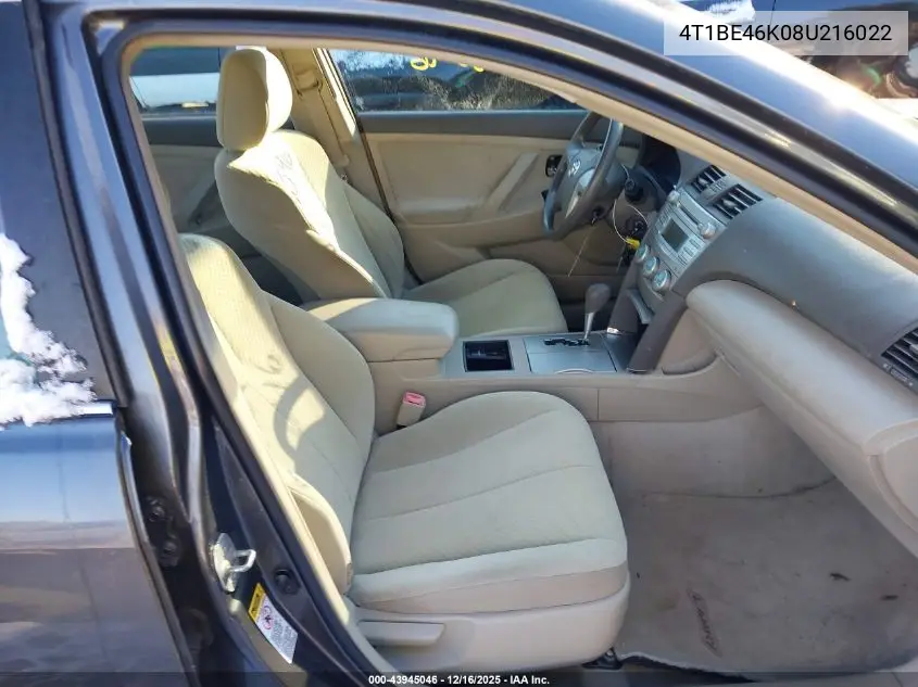 4T1BE46K08U216022 2008 Toyota Camry Le