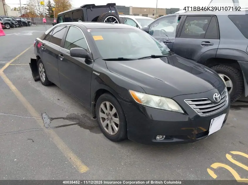 4T1BB46K39U107192 2009 Toyota Camry Hybrid