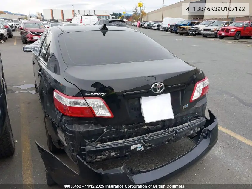 4T1BB46K39U107192 2009 Toyota Camry Hybrid