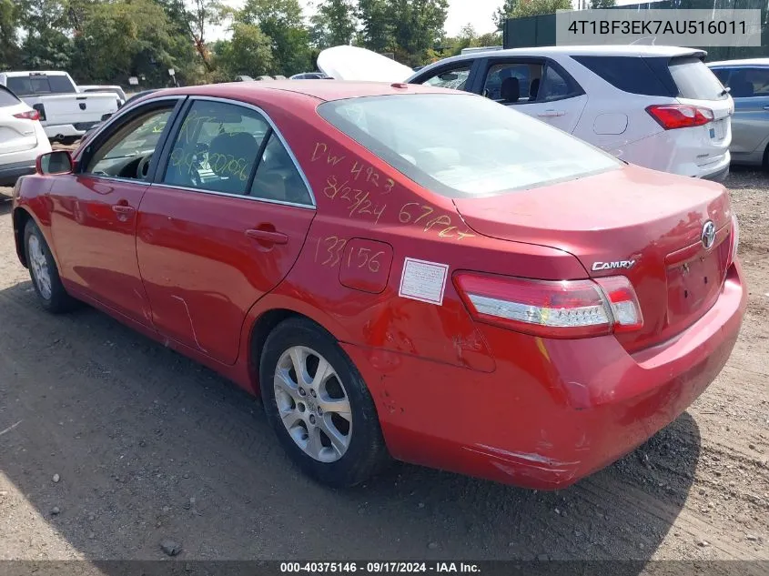 4T1BF3EK7AU516011 2010 Toyota Camry Le