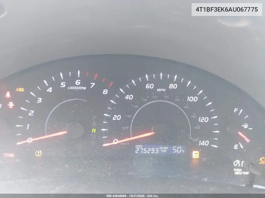 4T1BF3EK6AU067775 2010 Toyota Camry Le
