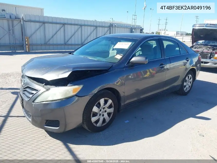 4T4BF3EK2AR049196 2010 Toyota Camry Le
