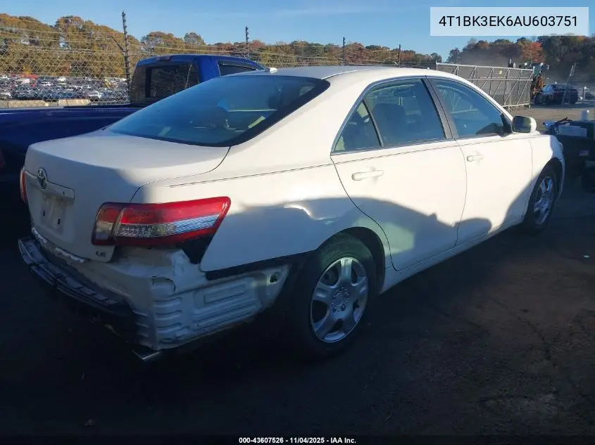 4T1BK3EK6AU603751 2010 Toyota Camry Le V6