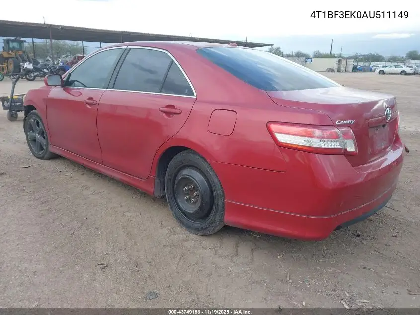 4T1BF3EK0AU511149 2010 Toyota Camry Se