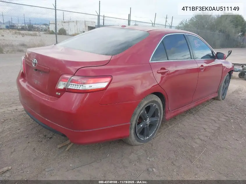 4T1BF3EK0AU511149 2010 Toyota Camry Se