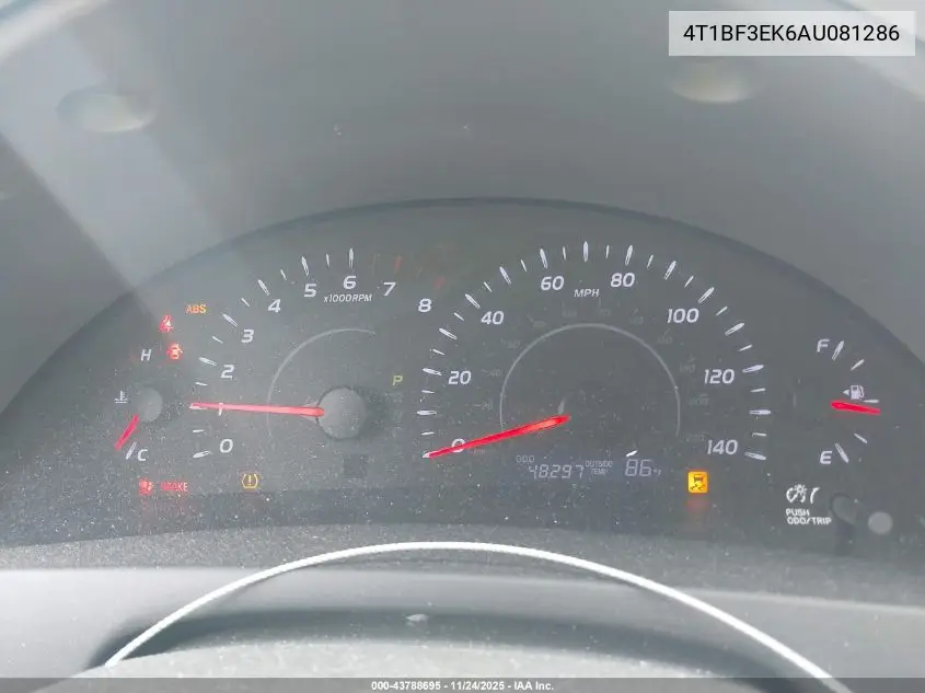 4T1BF3EK6AU081286 2010 Toyota Camry Le