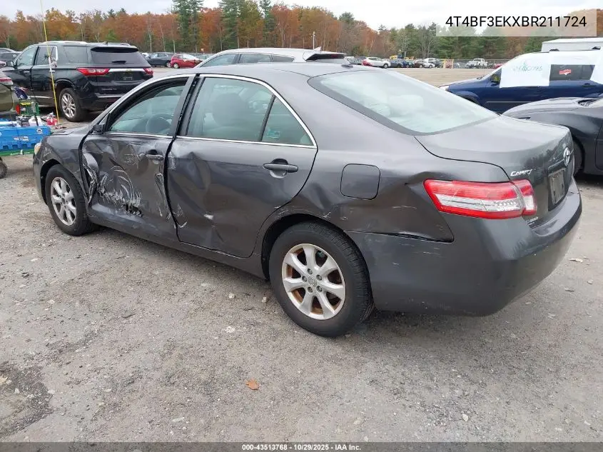 4T4BF3EKXBR211724 2011 Toyota Camry Le
