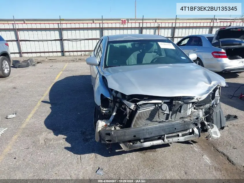 4T1BF3EK2BU135345 2011 Toyota Camry Le