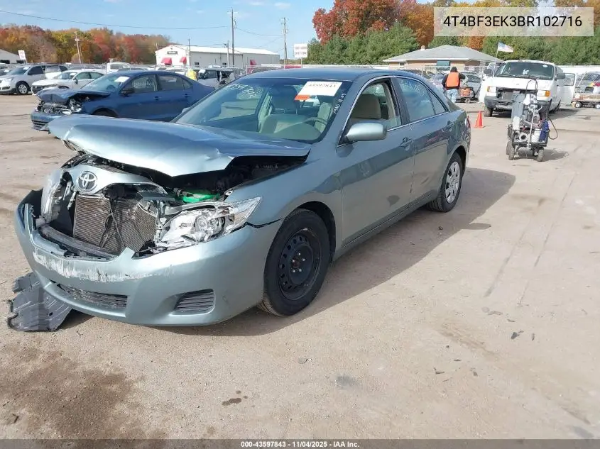 4T4BF3EK3BR102716 2011 Toyota Camry Le