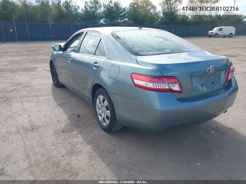 4T4BF3EK3BR102716 2011 Toyota Camry Le
