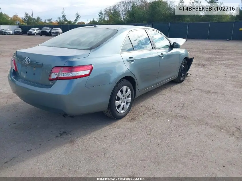 4T4BF3EK3BR102716 2011 Toyota Camry Le
