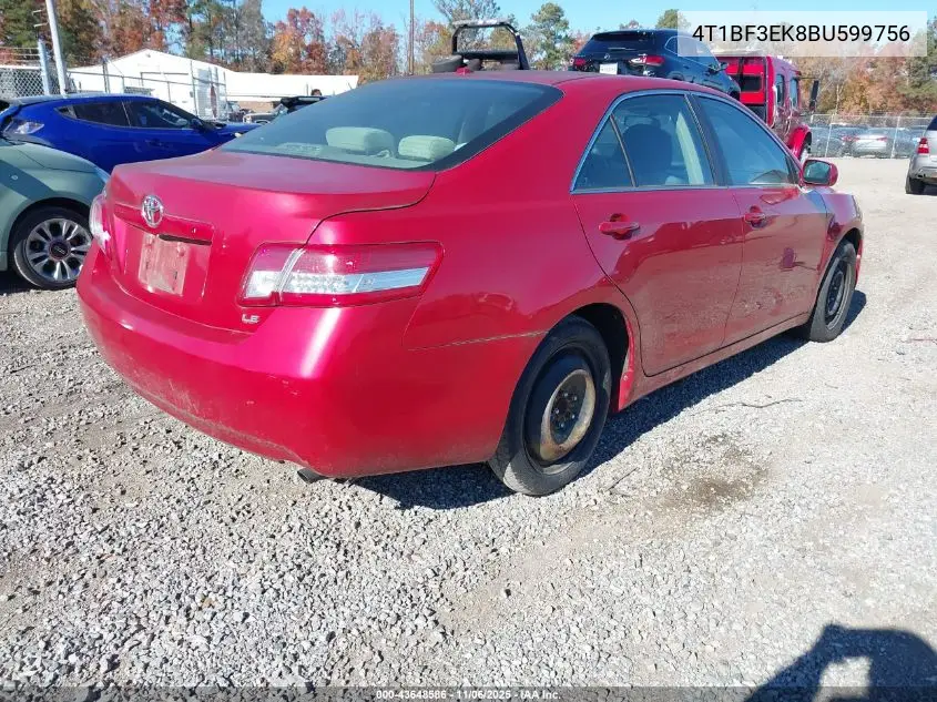 4T1BF3EK8BU599756 2011 Toyota Camry Le
