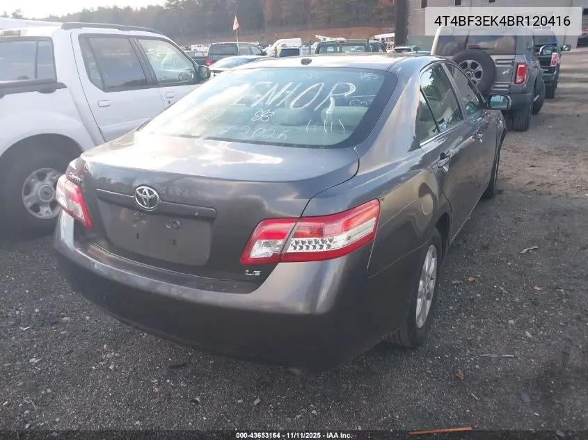 4T4BF3EK4BR120416 2011 Toyota Camry Le