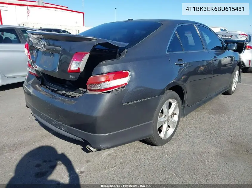 4T1BK3EK6BU615481 2011 Toyota Camry Se V6