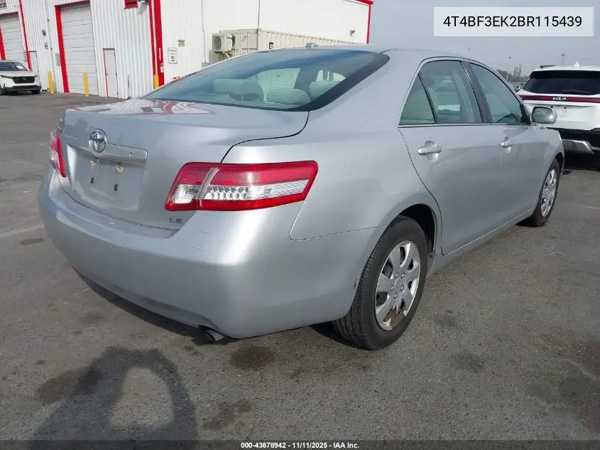 4T4BF3EK2BR115439 2011 Toyota Camry Le